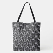 Eiffeltorens en bloemen zwart tote bag (Achterkant)