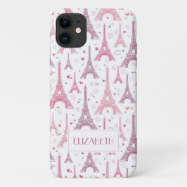 Eiffeltorens en gehartpersonalisatie Case-Mate iPhone case