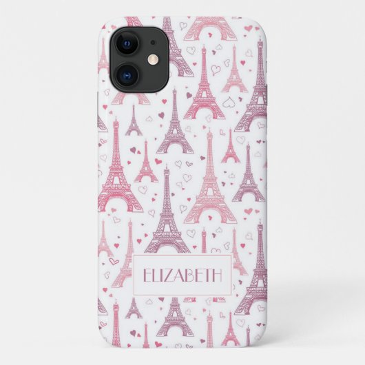 Eiffeltorens en gehartpersonalisatie Case-Mate iPhone case (Achterkant)