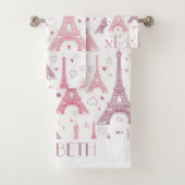 Eiffeltorens en gepersonaliseerde harten bad handdoek (Insitu)