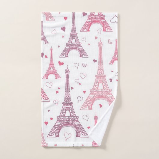 Eiffeltorens en gepersonaliseerde harten bad handdoek (Handdoek)