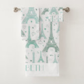 Eiffeltorens en gepersonaliseerde harten bad handdoek (Insitu)