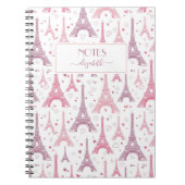 Eiffeltorens en gepersonaliseerde harten notitieboek (Voorkant)