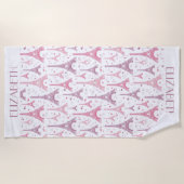 Eiffeltorens en gepersonaliseerde harten strandlaken (Voorkant)