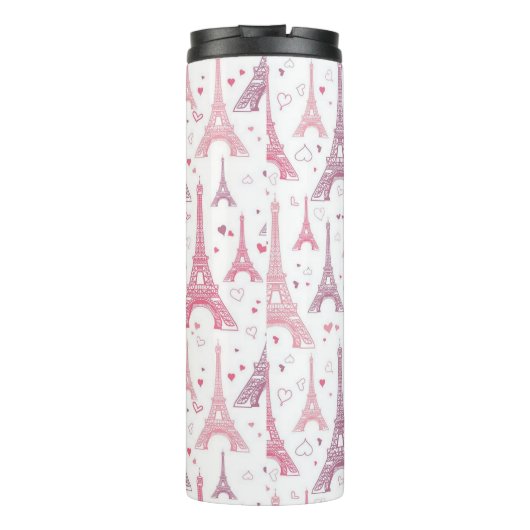 Eiffeltorens en gepersonaliseerde harten thermosbeker (Achterkant)