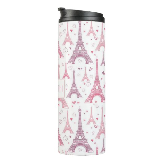 Eiffeltorens en gepersonaliseerde harten thermosbeker (Geroteerd rechts)