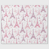 Eiffeltorens en -harten cadeaupapier (Vlak)