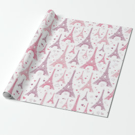 Eiffeltorens en -harten cadeaupapier