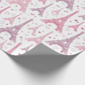 Eiffeltorens en -harten cadeaupapier (Hoek)