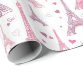 Eiffeltorens en -harten cadeaupapier (Rol Hoek)