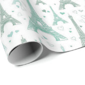 Eiffeltorens en -harten cadeaupapier (Rol Hoek)