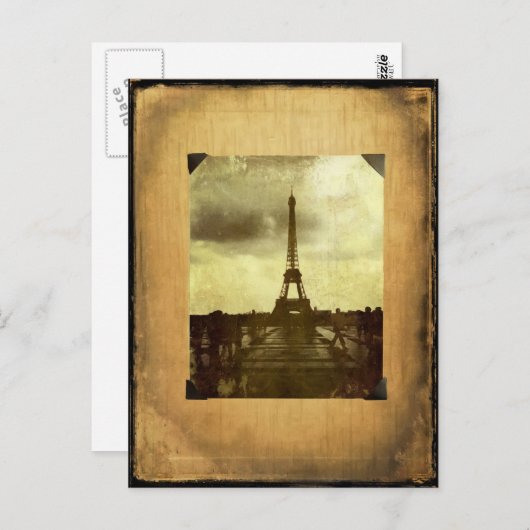 Eiffeltower Antiqued Scrapbook Page Briefkaart (Voorkant / Achterkant)