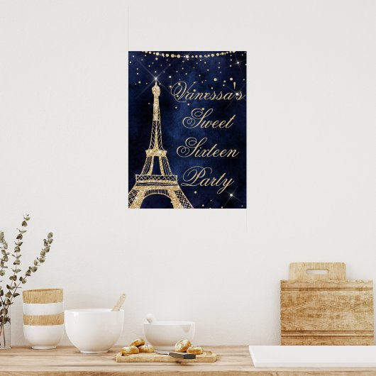 Eiffeltower chic Gold, zoet 16 welkomstteken Poster (Keuken)