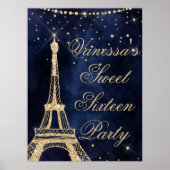 Eiffeltower chic Gold, zoet 16 welkomstteken Poster (Voorkant)