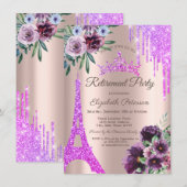 Eiffeltower, Drivers, Violet Flowers Retirement Kaart (Voorkant / Achterkant)