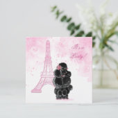 Eiffeltower en zwarte poel van het feest kaart (Staand voorkant)