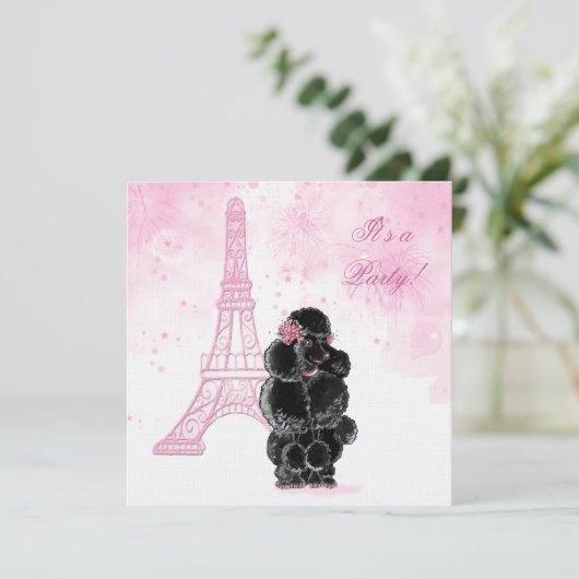 Eiffeltower en zwarte poel van het feest kaart (Staand voorkant)