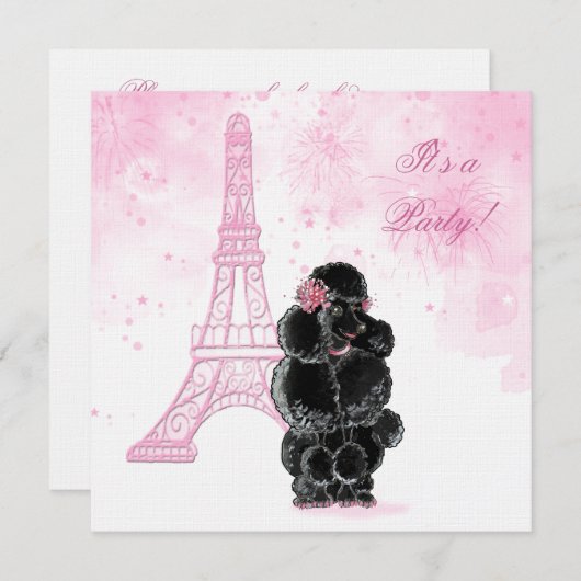 Eiffeltower en zwarte poel van het feest kaart (Voorkant / Achterkant)
