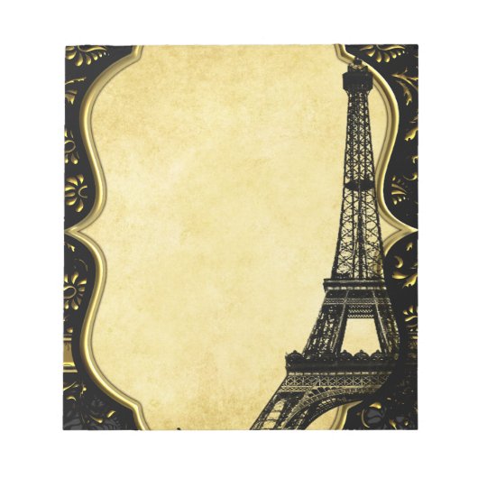 Eiffeltower Gold en zwarte elegantie Notitieblok (Voorkant)