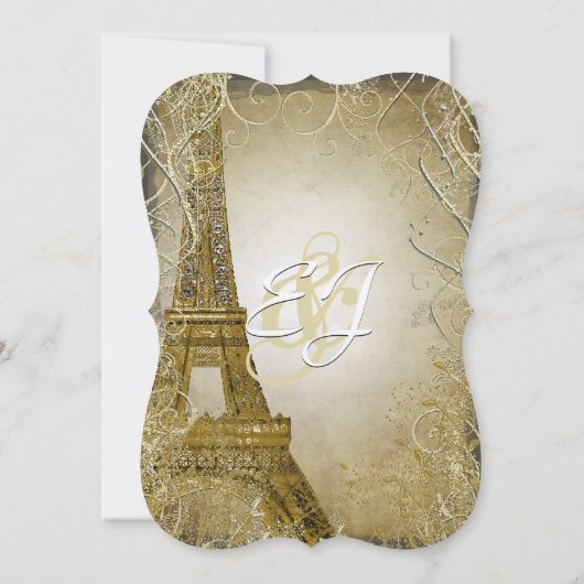 Eiffeltower Gold Swirl lekt verbrande goudmetalen Kaart (Achterkant)