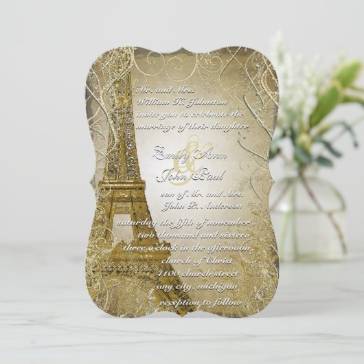 Eiffeltower Gold Swirl lekt verbrande goudmetalen Kaart (Staand voorkant)
