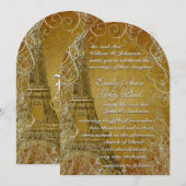 Eiffeltower Gold Swirl lekt verbrande goudmetalen Kaart (Voorkant / Achterkant)