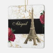 Eiffeltower Gold, witte kerst met marmer Roos Keramisch Ornament (Links)