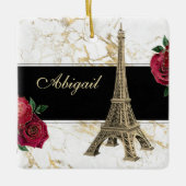 Eiffeltower Gold, witte kerst met marmer Roos Keramisch Ornament (Voorkant)