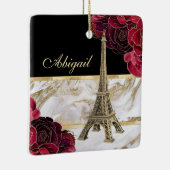 Eiffeltower Gold, zwarte kerst met marmer Roos Keramisch Ornament (Rechts)