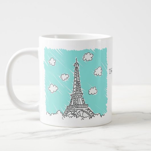 Eiffeltower Illustratie aangepaste tekst jumbo-mok Grote Koffiekop (Links)