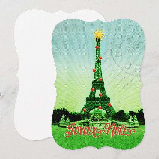 Eiffeltower kerstcollage feestdagenkaart (Voorkant / Achterkant)