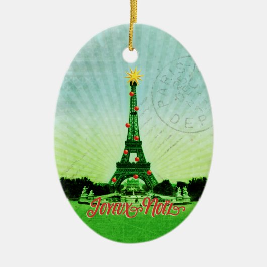 Eiffeltower - kerstcollage keramisch ornament (Voorkant)