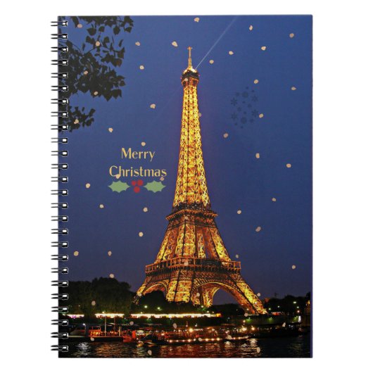 Eiffeltower Kerstmis Notitieboek (Voorkant)