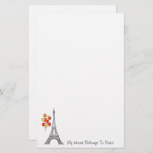 Eiffeltower met ballonnen voor notebookpapier briefpapier (Voorkant / Achterkant)
