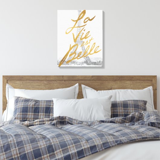 Eiffeltower met Gold-certificering Canvas Afdruk (Insitu (Slaapkamer))