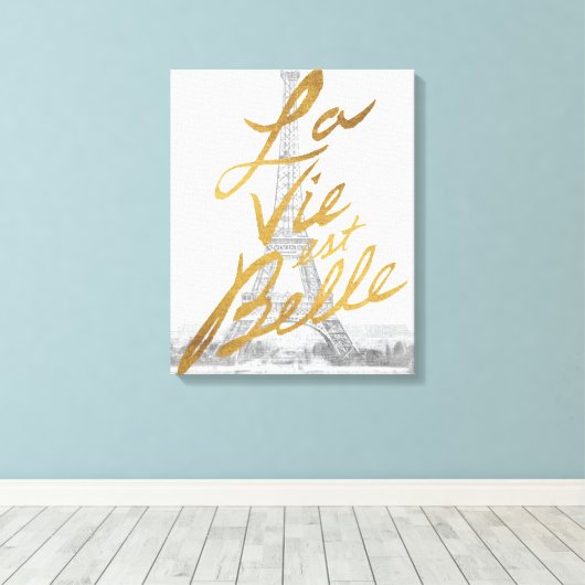 Eiffeltower met Gold-certificering Canvas Afdruk (Insitu (Houten vloer))