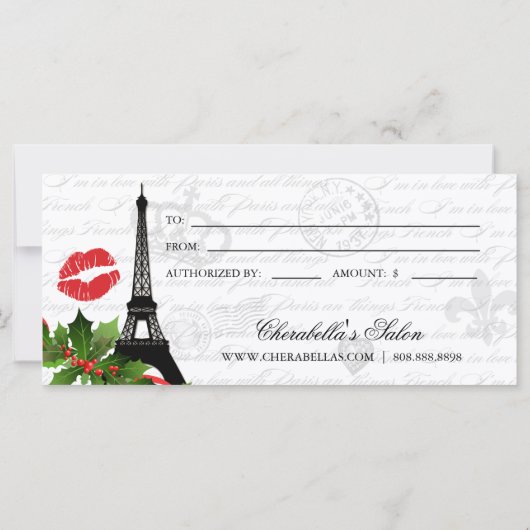 Eiffeltower met kerstcadeau voor Salon (Achterkant)