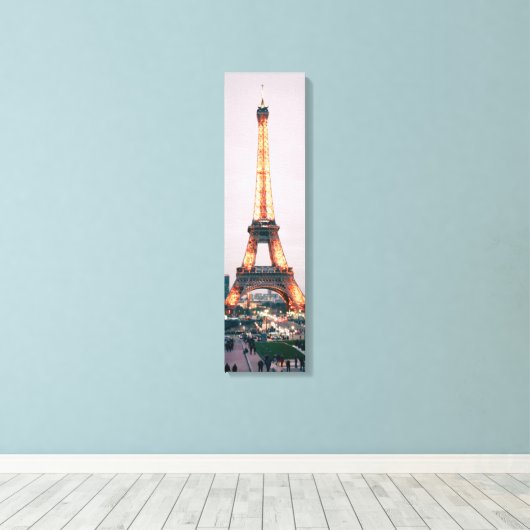 Eiffeltower met lichtverticaal canvas afdruk (Insitu (Houten vloer))