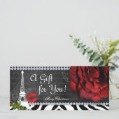 Eiffeltower Roos voor kerstcadeaubon voor Salon (Staand voorkant)