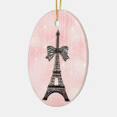 Eiffeltower - Roze en zwarte kerst Keramisch Ornament (Links)