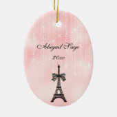 Eiffeltower - Roze en zwarte kerst Keramisch Ornament (Achterkant)