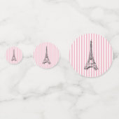 Eiffeltower - roze witte strepe tekenpartij confetti (Voorkanten)
