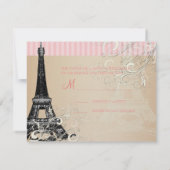 Eiffeltower RSVP's vereisen 5 x 7 uitnodigingen (Achterkant)