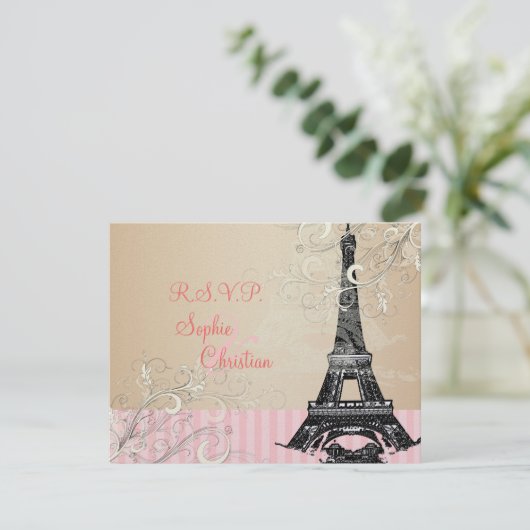 Eiffeltower RSVP's vereisen 5 x 7 uitnodigingen (Staand voorkant)