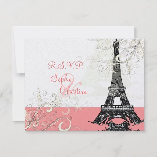 Eiffeltower RSVP's vereisen 5 x 7 uitnodigingen (Voorkant)