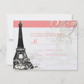 Eiffeltower RSVP's vereisen 5 x 7 uitnodigingen (Achterkant)