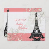 Eiffeltower RSVP's vereisen 5 x 7 uitnodigingen (Voorkant / Achterkant)