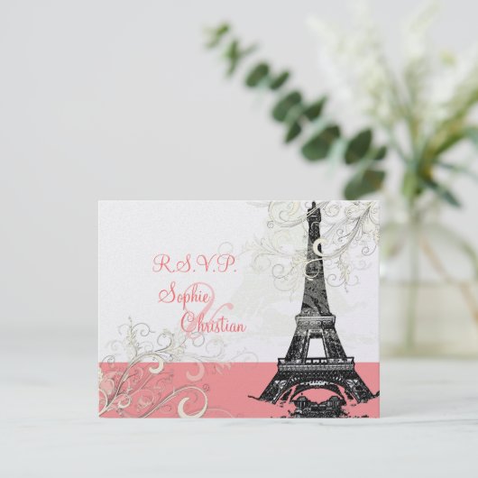 Eiffeltower RSVP's vereisen 5 x 7 uitnodigingen (Staand voorkant)