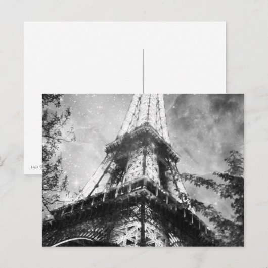 Eiffeltower voor acht uur, zwart-wit briefkaart (Voorkant / Achterkant)
