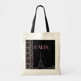 Eiffeltower voor Cute Custom Black/Roze Midnight S Tote Bag